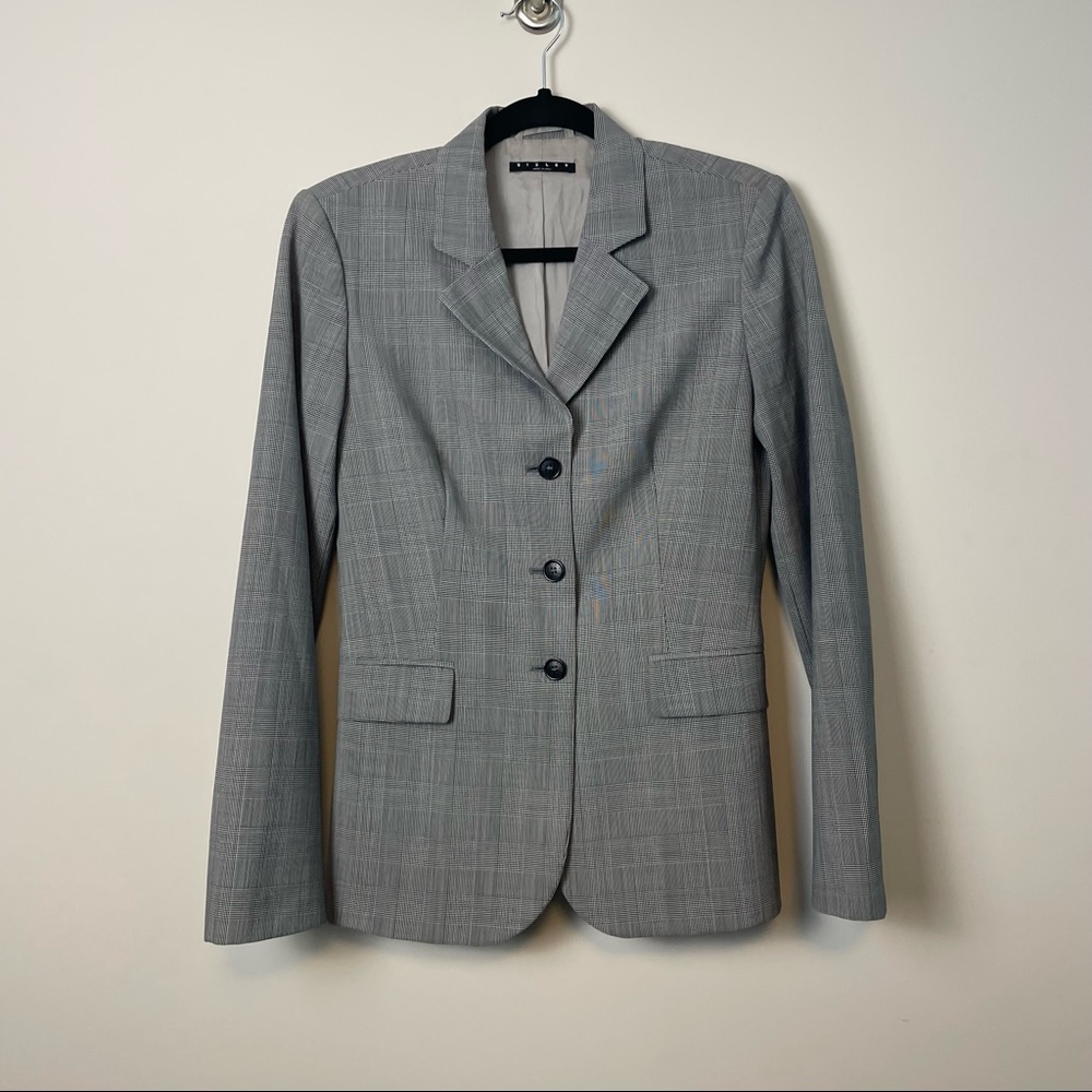 Sisley Women's Dress Jacket, Black/White Glen Check, Size 42